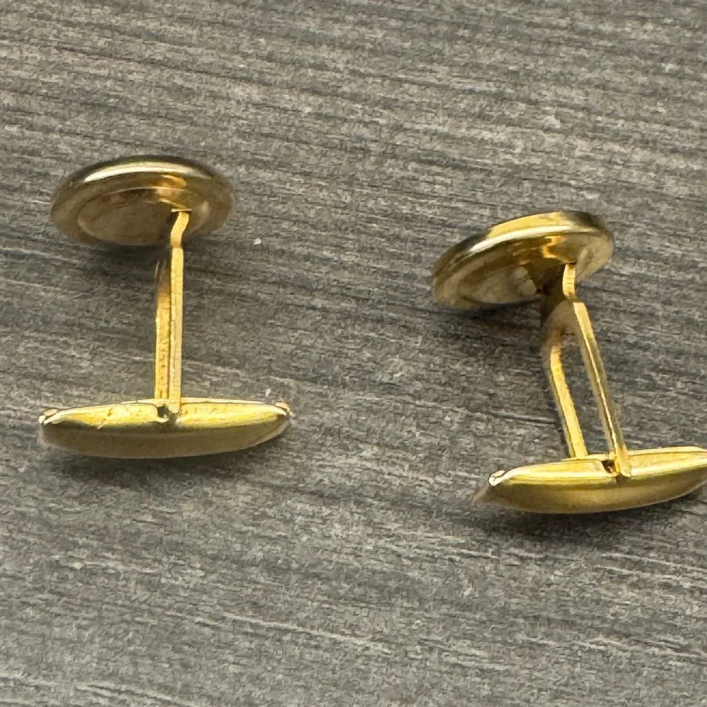 Unbranded Cufflinks Mens OS Gold Black Excellent Vintage Oval Stone Toggle Back